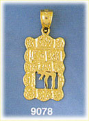 14K Yellow Gold Jewish Chai Charm