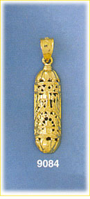 14K Gold Inscribed Jewish Mezuzah Charm