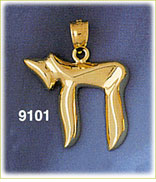14K Gold Jewish Hebrew Chai Life Pendant