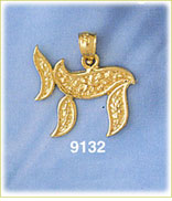 14K Gold Hebrew Jewish Chai Life Charm w/Gold Nugget Design