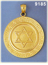 14K Gold Star of David Jewish Star Medallion