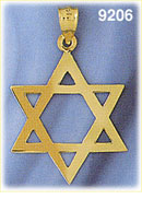 14K Gold Star of David Jewish Star Pendant