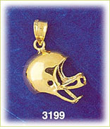 14K Gold Polished Football Helmet Charm