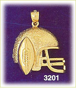 14K Gold Football Helmet Football Pendant