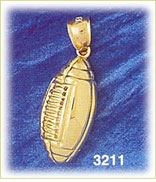 14K Gold Polished Football Charm