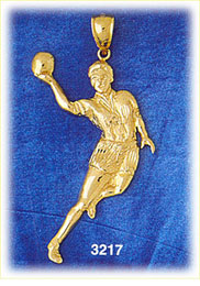 14K Gold Basketball Player Charm