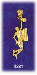 14K Gold Basketball Player Jump Shot Charm