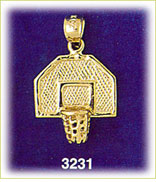 14K Gold Basketball Backboard & Net Charm