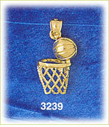 14K Gold Basketball Net Charm