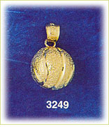 14K Gold 3D Basketball Charm