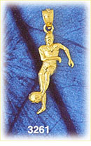 14K Gold Soccer Player In Action Charm