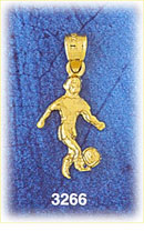 14K Gold Soccer Player Kicking Soccer Ball Charm