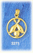 14K Gold Bowling Pins and Ball Charm