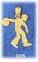 14K Gold Bowling Player Bowling Charm