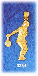 14K Gold Tennis Player Charm