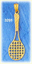 14K Gold Tennis Racket Charm