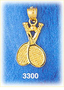 14K Gold Overlapping Tennis Rackets Charm