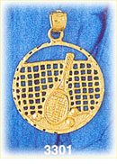 14K Gold Tennis Racket, Net & Balls Charm