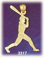 14K Gold Baseball Batter Striped Uniform Charm