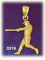 14K Gold Baseball Batter Swinging Bat Charm