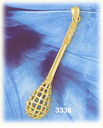 14K Gold 3D Lacrosse Charm
