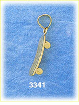 14K Gold 3D Skateboard Charm