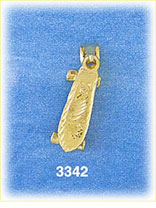 14K Gold 3D Skateboard Charm W/Diamond Cut Detailing