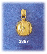 14K Gold Baseball Charm