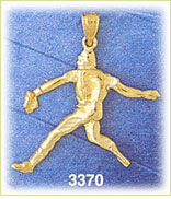 14K Gold Baseball Pitcher Pitching Charm