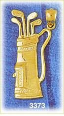 14K Gold Golf Bag & Clubs Charm