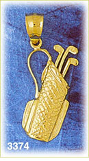 14K Gold Golf Bag w/Clubs Charm