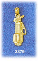 14K Gold Golf Bad w/Clubs Charm