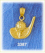 14K Gold Golf Club w/Ball & Tee Charm