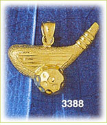 14K Gold Golf Club w/Ball Charm