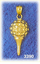 14K Gold Golf Ball & Tee Charm