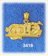 14K Gold Golf Putting Green Charm