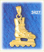 14K Gold Polished Rollerblade Charm