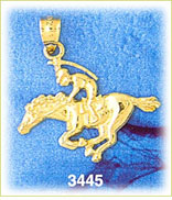 14k gold race horse & jockey charm