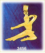 14K Gold Karate Charm W/Diamond Cut Detailing