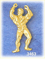 14K Gold Bodybuilder Flexing Muscles Charm