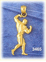 14K Gold Flexing Bodybuilder Profile Charm