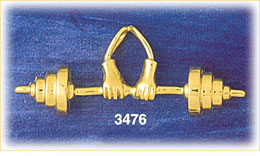 14K Gold 3D Barbell Charm