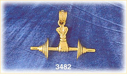 14K Gold Weightlifting Dumbbell Charm