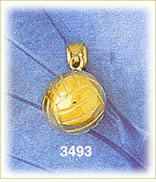 14K Gold 3D Volleyball Charm