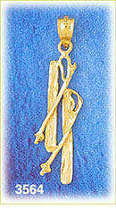 14K Gold Snow Skis & Poles Charm