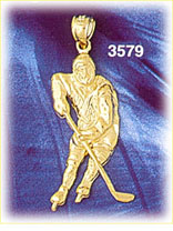 14K Gold Hockey Player Skating Charm