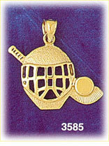 14K Gold Hockey Mask, Stick & Puck Pendant