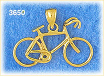 14K Gold 3D Bicycle Charm Pendant