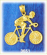 14K Gold Bicycle & Rider Charm