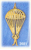 14K Gold Parachuting Sky Diving Charm